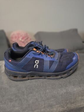 On Running Men's Navy and Orange Cloudtec Performance Shoes